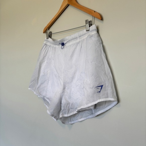 Gymshark Women's Large Pulse 2 N 1 Shorts Running Lined Breathable White - Picture 4 of 8